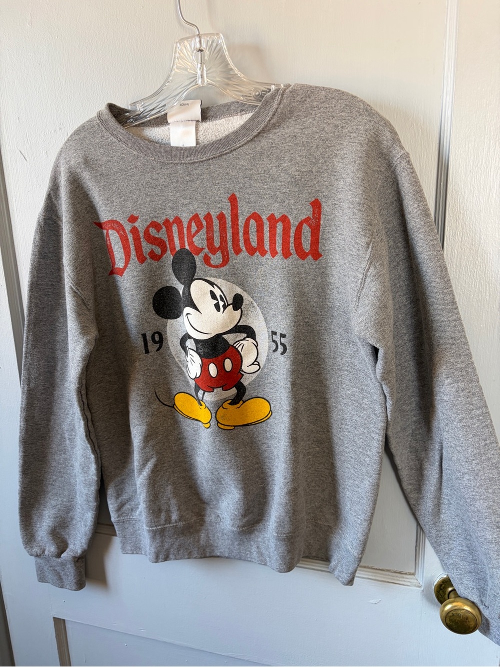 Disney Grey Crewneck Sweatshirt with Mickey and Red Disneyland Logo 7-19